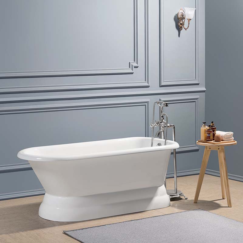 Classic Rolled Rim Cast Iron Pedestal Tub 66/60 Inch