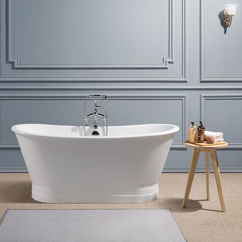 French Bateau Cast Iron Skirted Bathtub 67 Inch