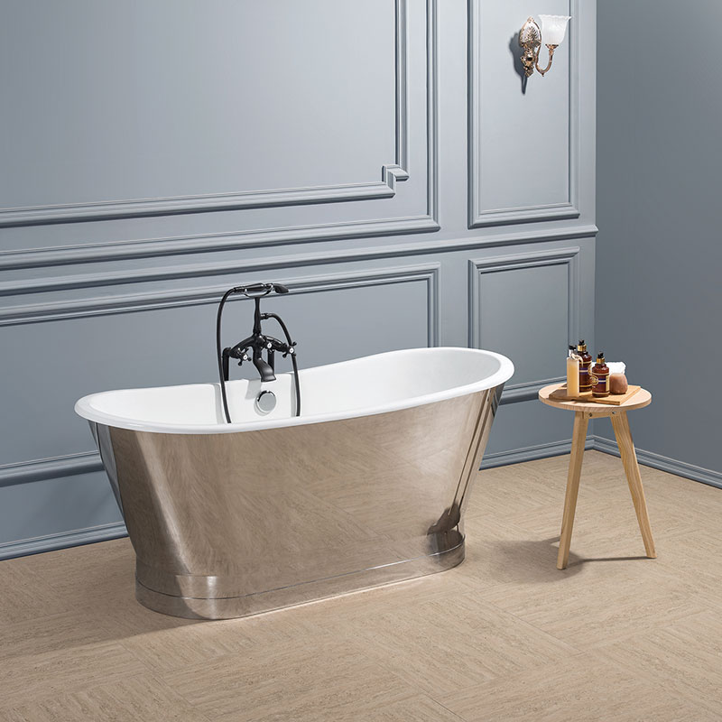 Double Slipper Cast Iron Skirted Bathtub  67 Inch