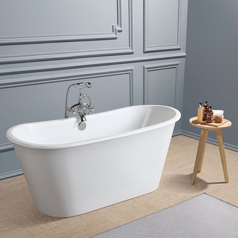 French Bateau Cast Iron Skirted Soaking Bathtub  67 Inch