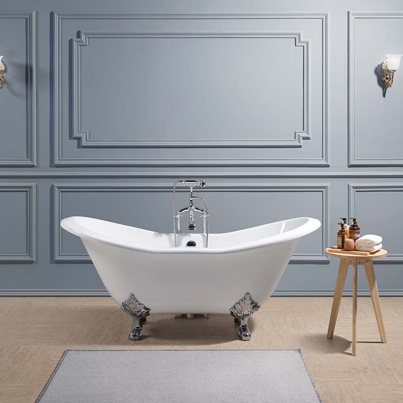 Double Slipper Cast Iron Clawfoot Tub 72 Inch